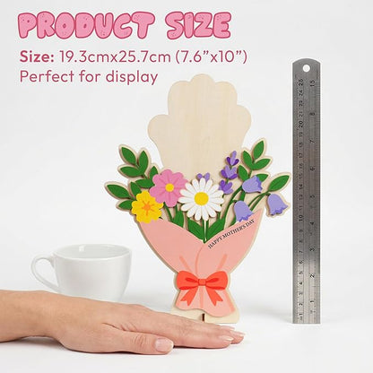HYPERI DIY Mothers Day Crafts for Kids Handprint Art, Handprints Wooden Rose Flower Bouquet, Mothers Day Gifts for Mom from Kids, for Grandma from Grandkids, Mothers Day Keepsake Craft (Mom Bouquet)