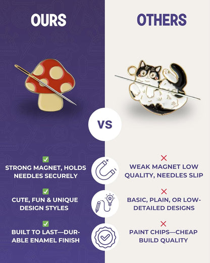 The Quilted Bear Needle Minder - Needle Minder Magnet for Keeping Sewing & Embroidery Needles, Cross Stitch Needles Safe - Stress Free Stitching Cross Stitch Supplies & Embroidery Supplies (Mushroom)