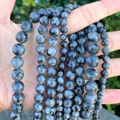 60pcs Adabele Natural Larvikite Black Labradorite Healing Gemstone 6mm (0.24 inch) Round Loose Beads Gem Stone Spacer for Craft Jewelry Making GF20-6