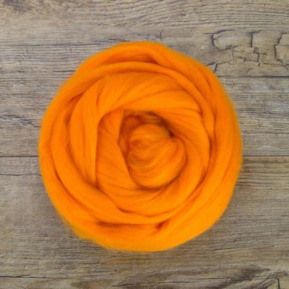 Revolution Fibers Merino Wool Roving | Premium Combed Wool Top | 22 Micron, Perfect for Felting Projects, Spinning, Wall Hangings and Tapestry (Clementine)