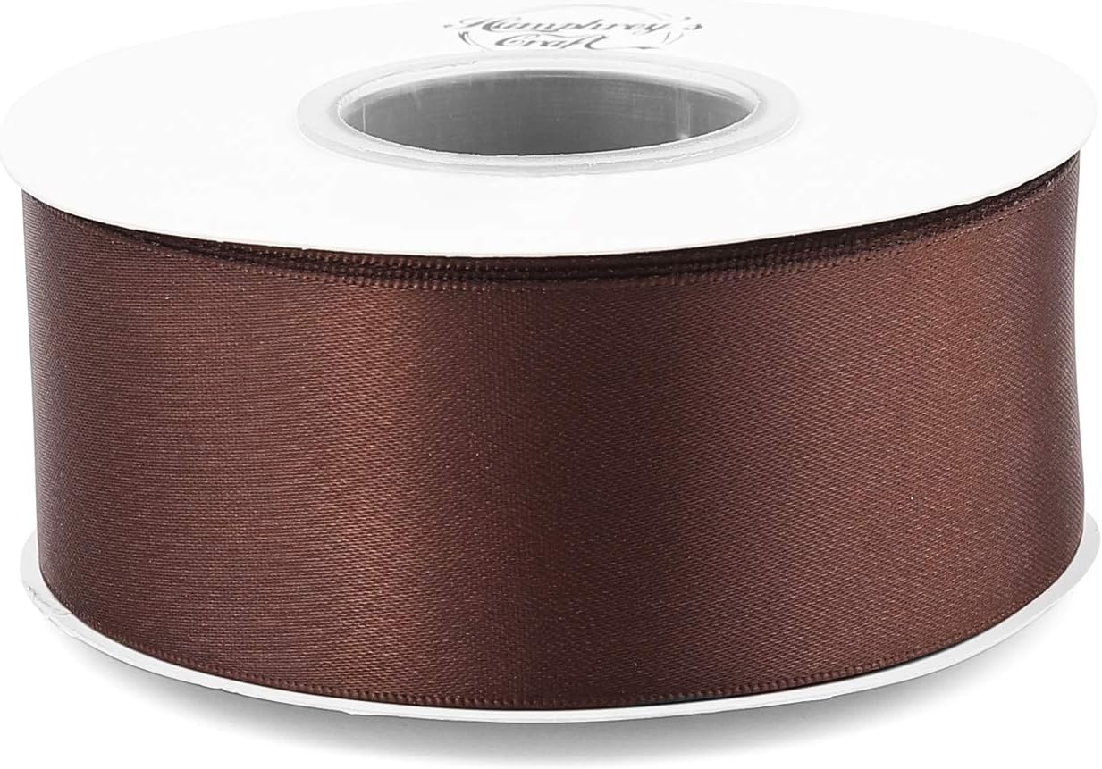 Humphrey's Craft 1-1/2 Inch Brown Double Faced Satin Ribbon - 25 Yards Variety of Color for Crafts Gift Wrapping DIY Bows Bouquet Decoration Sewing Christmas Tree Wedding and Invitation Card. - Crafty Corner