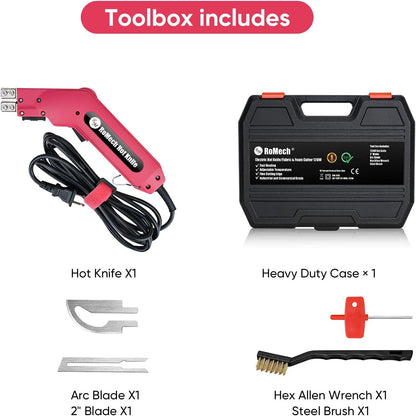 ROMECH Foam Cutter Pro Electric Hot Knife, 100W Styrofoam Cutting Tool Kit- with Heavy-duty Case Blades & Accessories RM-008 (100W)