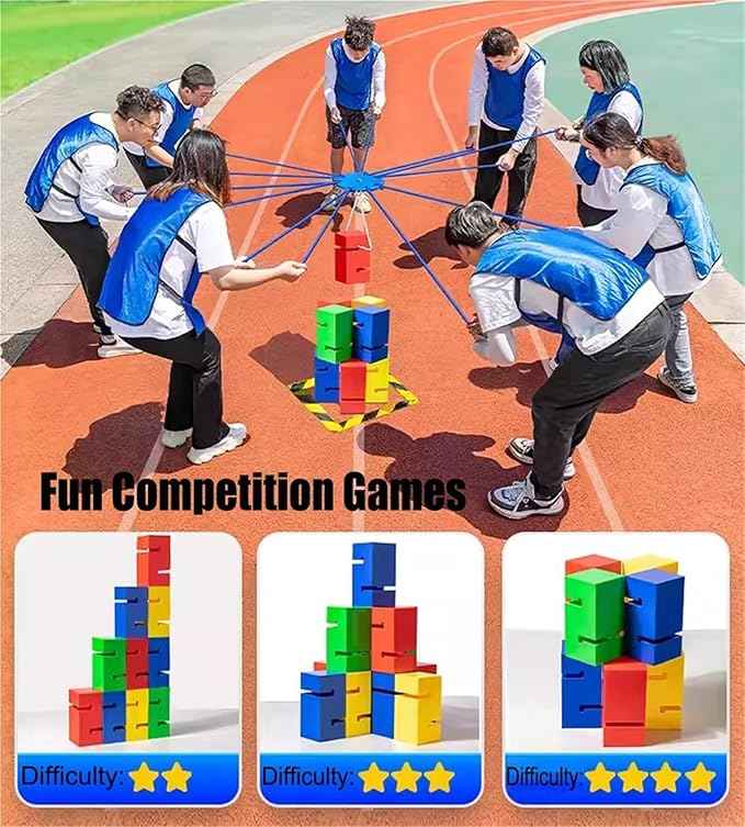 Team Building Team Tower Game Adults Work Outdoor Activities Field Day Teamwork Block Stacking Game Kit for Office School Group