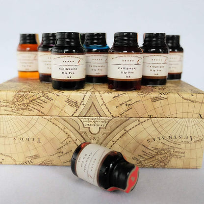 GC QUILL Dip Pen Ink, 10 Colors Fountain Dip Pen Ink Set Non-Carbon Drawing Writing Art Craft Dip Inks Bottles, 20cc Bottle 10 Colors Set LL-710 - Crafty Corner