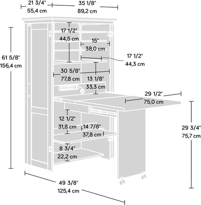 Sauder Miscellaneous Storage Craft & Sewing Armoire, L: 35.11" x W: 21.81" x H: 61.58", Glacier White finish