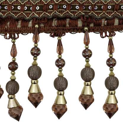 3yards Beading Fringe Trimming Long Beads Tassel Curtain Trim Ribbon Trim for Cover Edge Decorative (Coffee) - Crafty Corner