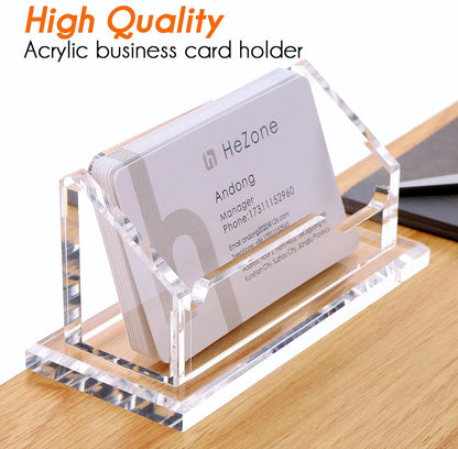 Acrylic Card Holder Clear Horizontal Business Card Organizer Stand for Desk 1 Slots Business Cards Stand for Women and Men