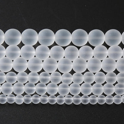 90pcs 4mm Frost White Crystal Glass Beads for Jewelry Making Round Loose Beads DIY Bracelets Necklaces Crystal Energy Healing Stone Beads 15"(4mm, Frost White Glass)