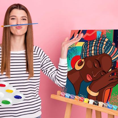 Zhanmai 12 Pack Pre Drawn Canvas for Painting Sip and Paint Kit 8" x 10" Paint Party Set Canvas Painting Pre Printed Canvases for Party Favor DIY Virtual Adult's Date Night(Afro Queen) - Crafty Corner