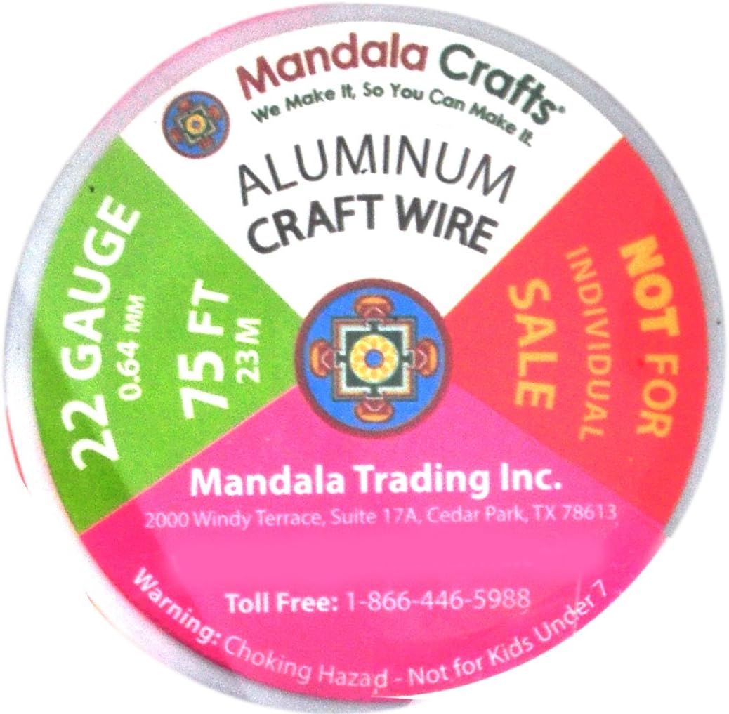 Mandala Crafts 22 Gauge Anodized Aluminum Craft Wire for Jewelry Making - 450 FT Colored Flexible Silver Copper Tone Wire - Bendable for Bonsai Armature Crafting Sculpting - Crafty Corner