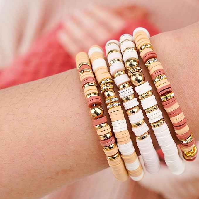 Gionlion 3000 Pcs Clay Beads for Bracelets, Bracelet Making kit Golden Beads for Jewelry Making, Charms Bracelet Kit DIY Arts and Crafts Birthday Easter Gifts