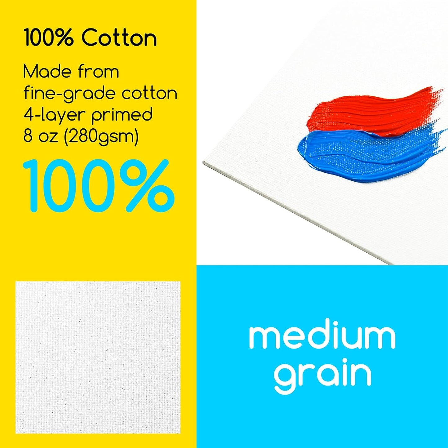 MEEDEN 6-Pack 100% Cotton Canvas Boards for Painting - 16x20'' Blank Canvas Panels for Oil & Acrylic Painting, Ready to Paint Art Supplies for Professional Artists, Students