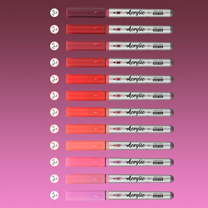Red Acrylic Paint Pens,12 Color Paint Pens Markers,Brush Tip Paint Pens for Rock Painting Wood Glass Ceramic Canvas Stone DIY Crafts Making Art Supplies