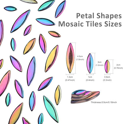 Artspac Iridescent Petal Ceramic Mosaic Tiles for Crafts, 200g Rainbow Flower Tiles Mosaic Pieces for Christmas DIY Crafts, Holiday Mosaic Art & Garden Decor