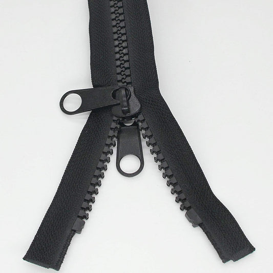 Leekayer 1PCS #10 96 Inch Heavy Duty Zippers for Sewing Separating Large Plastic Zippers Black Tape with Double Pull Tab Slider, Sleeping Bag, Boat, Canvas, Cover, Trampoline, Dog Bed,Tent (96" 1pcs)