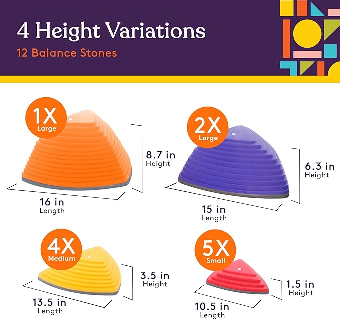 Special Supplies Stepping Stones for Kids Indoor and Outdoor Balance Blocks Promote Coordination, Balance, Strength Child Safe Rubber, Non-Slip Edging