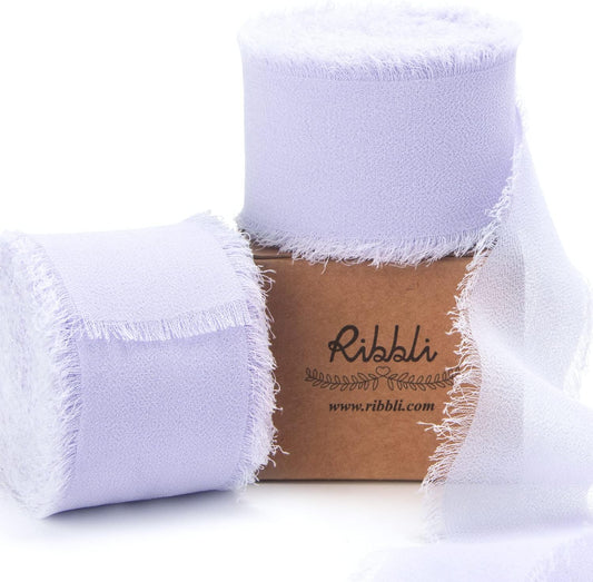 Ribbli Lilac Purple Chiffon Ribbon 1-1/2 inch x 20 Yard Handmade Fringe Chiffon Silk Ribbon,Lilac Ribbon for Wrapping, Wedding Invitations, Bridal Bouquets, Home Decor - Crafty Corner