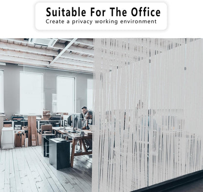 Finnez Window Privacy Film Decorative Frosted Window Cling Privacy Film for Glass, Non-Adhesive Heat Anti-UV for Home Office Living Room, Irregular Stripe Patterns, 35.4 x 78.7 Inches