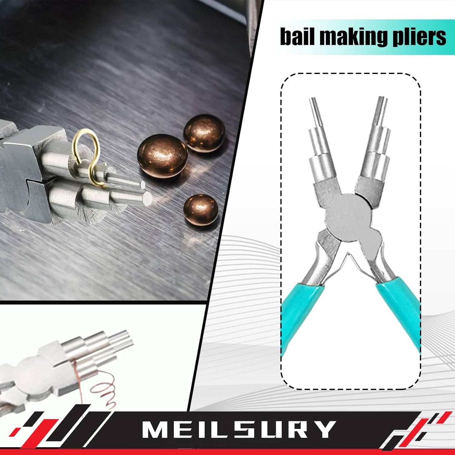 3-Piece jewelry pliers set includes a 6-in-1 bail making looping pliers, nylon jaw pliers, and Wire Looping and Bending plier tools for crafting, beading, and repairing - Crafty Corner