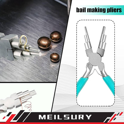 3-Piece jewelry pliers set includes a 6-in-1 bail making looping pliers, nylon jaw pliers, and Wire Looping and Bending plier tools for crafting, beading, and repairing - Crafty Corner