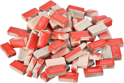 MECCANIXITY 200g Ceramic Mosaic Tiles for Crafts Bulk, Rectangle Red Ceramic Tiles for Mosaic Kits Garden Stepping Stone Cup Mat