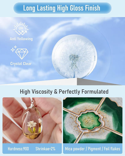 Nicpro UV Resin, 8000g Large Crystal Clear Cure Kit, No Mixing & Quick Curing Transparent Solar Activated Glue for Jewelry Making, Epoxy Resin Molds, Coating and Casting