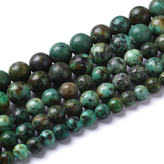 10mm 38pcs Natural African Turquoise Stone Beads for Jewelry Making Round Loose Gemstone Beads DIY Bracelet Necklace Earrings