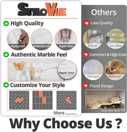 4 Pieces Peel and Stick Backsplash for Kitchen, 3" x 6" PVC Subway Tile 2025 Upgraded Dolomite Star Gray Backsplash Stick on Tile Elevate Kitchen Fireplace RV