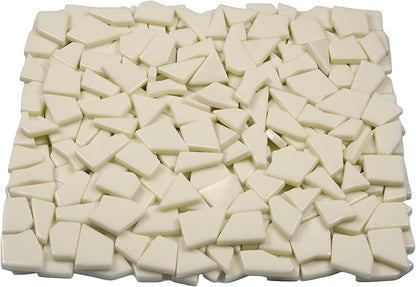 Irregular Glass Mosaic Tiles Bulk 500g Glossy and Iridescent Mosaic Glass Tiles for DIY Projects and Arts and Crafts Solid Colors and Mixes (Glossy Ivory)