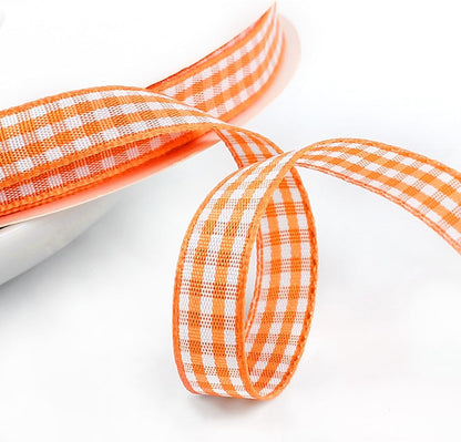 Classic Gingham Checkered Ribbon, Assorted Colors Premium Polyster Plaid Checkered Craft Ribbon for Gift Wrapping, DIY Projects, Hair Bows,Scrapbooking & Party Decor (Orange, 3/8x50Yd) - Crafty Corner