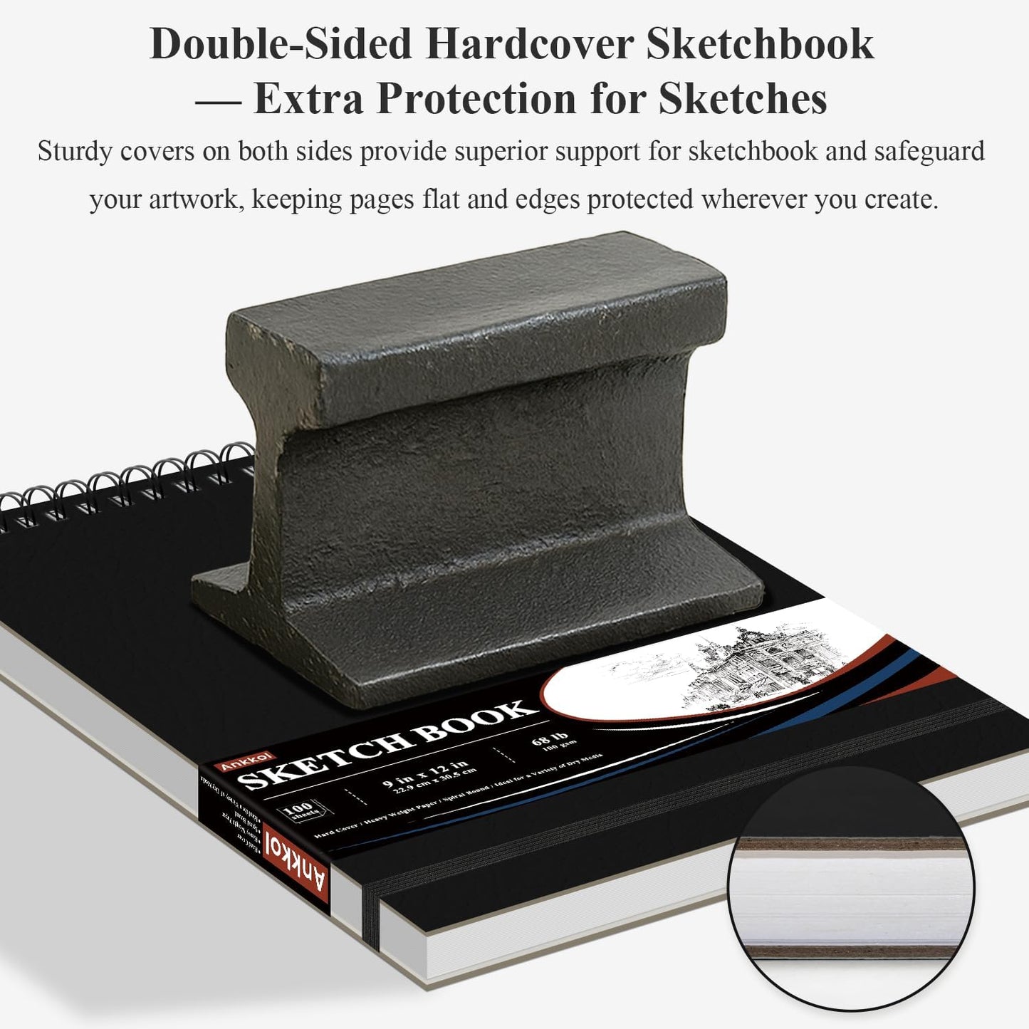 9" x 12" Sketch Book, Top Spiral Sketchbook Hardcover, 68lb (100gsm) Drawing Paper Pad & Sketch Paper, 1-Pack Sketch Pads for Drawing for Adults, Professional Art Supplies for Teens & Artist Gifts. - Crafty Corner