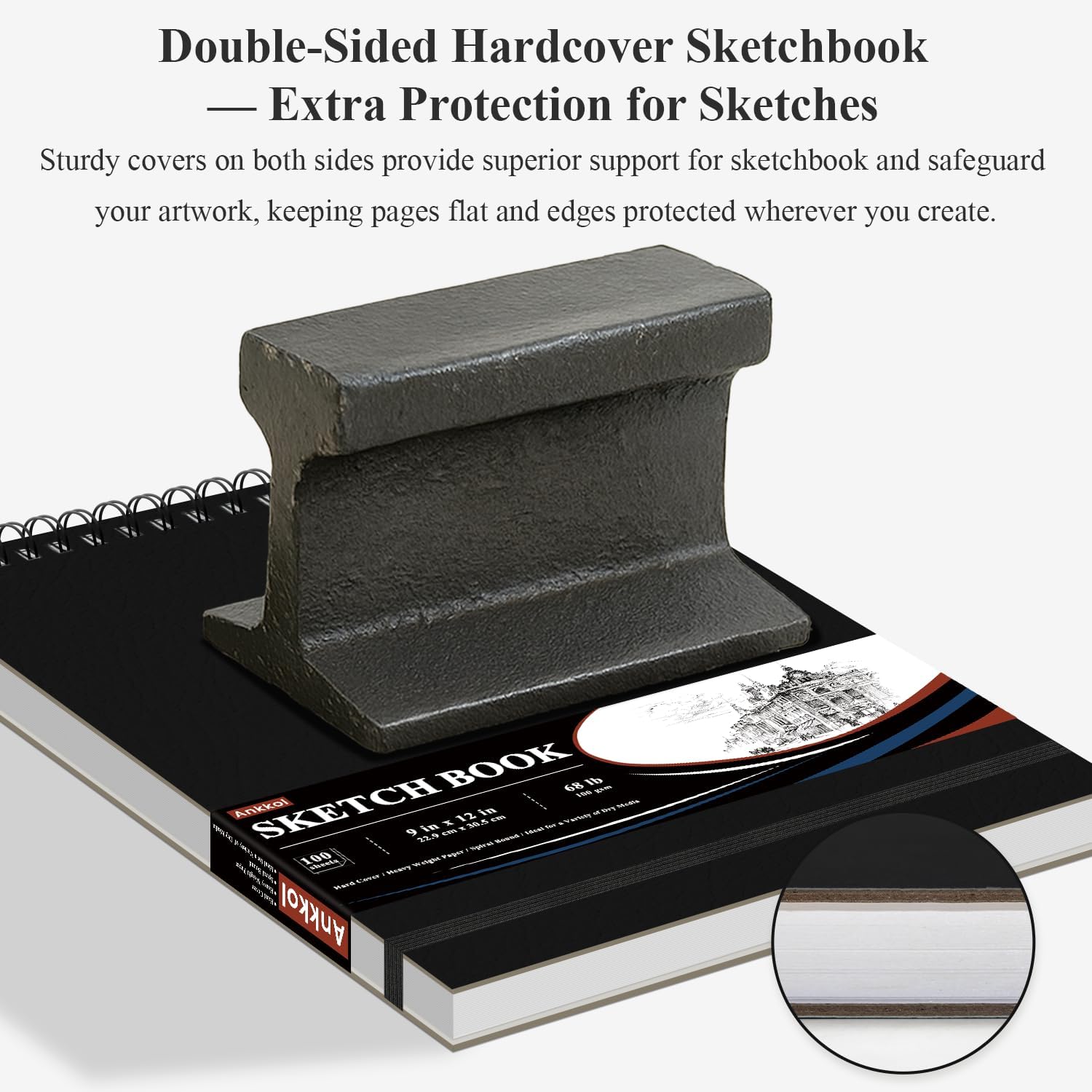 9" x 12" Sketch Book, Top Spiral Sketchbook Hardcover, 68lb (100gsm) Drawing Paper Pad & Sketch Paper, 1-Pack Sketch Pads for Drawing for Adults, Professional Art Supplies for Teens & Artist Gifts. - Crafty Corner