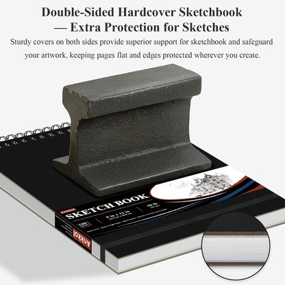 9" x 12" Sketch Book, Top Spiral Sketchbook Hardcover, 68lb (100gsm) Drawing Paper Pad & Sketch Paper, 1-Pack Sketch Pads for Drawing for Adults, Professional Art Supplies for Teens & Artist Gifts. - Crafty Corner