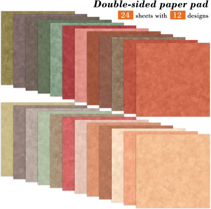 6x6 Inch Colorful Scrapbook Paper Pad- 24 Sheets Double Sided for Journaling DIY Cards Decor Gifts Crafts Wrapping Decorative Collage Folded Materials Photo Album