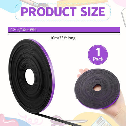 Magnetic Tape Roll Thin Strips, 1/4 Inch x 33 Feet Magnetic Board Dividers Whiteboard Graphic Decorative Tape Marking Line for Classroom Office Art Accessories(Purple)