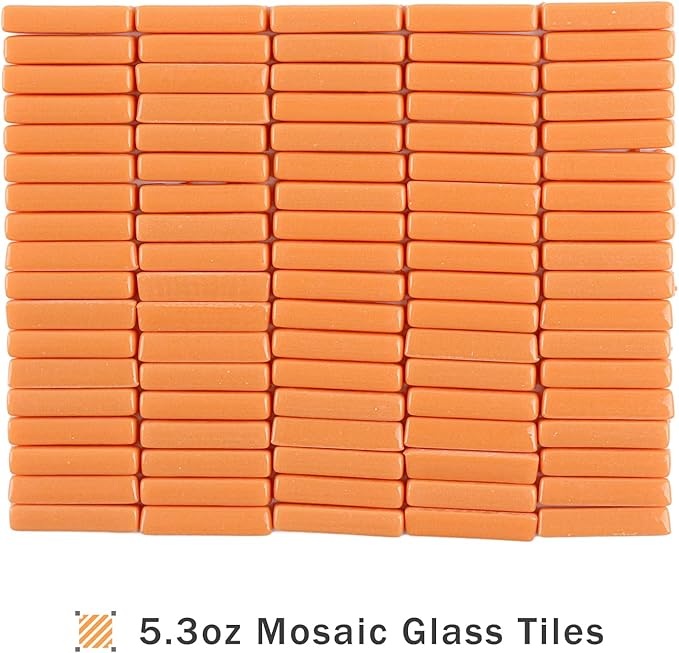 Youway Style Orange Mosaic Tiles for Crafts Bulk,150g Strips Shapes Mosaic Glass Pieces,Glass Mosaic Garden Craft Kit