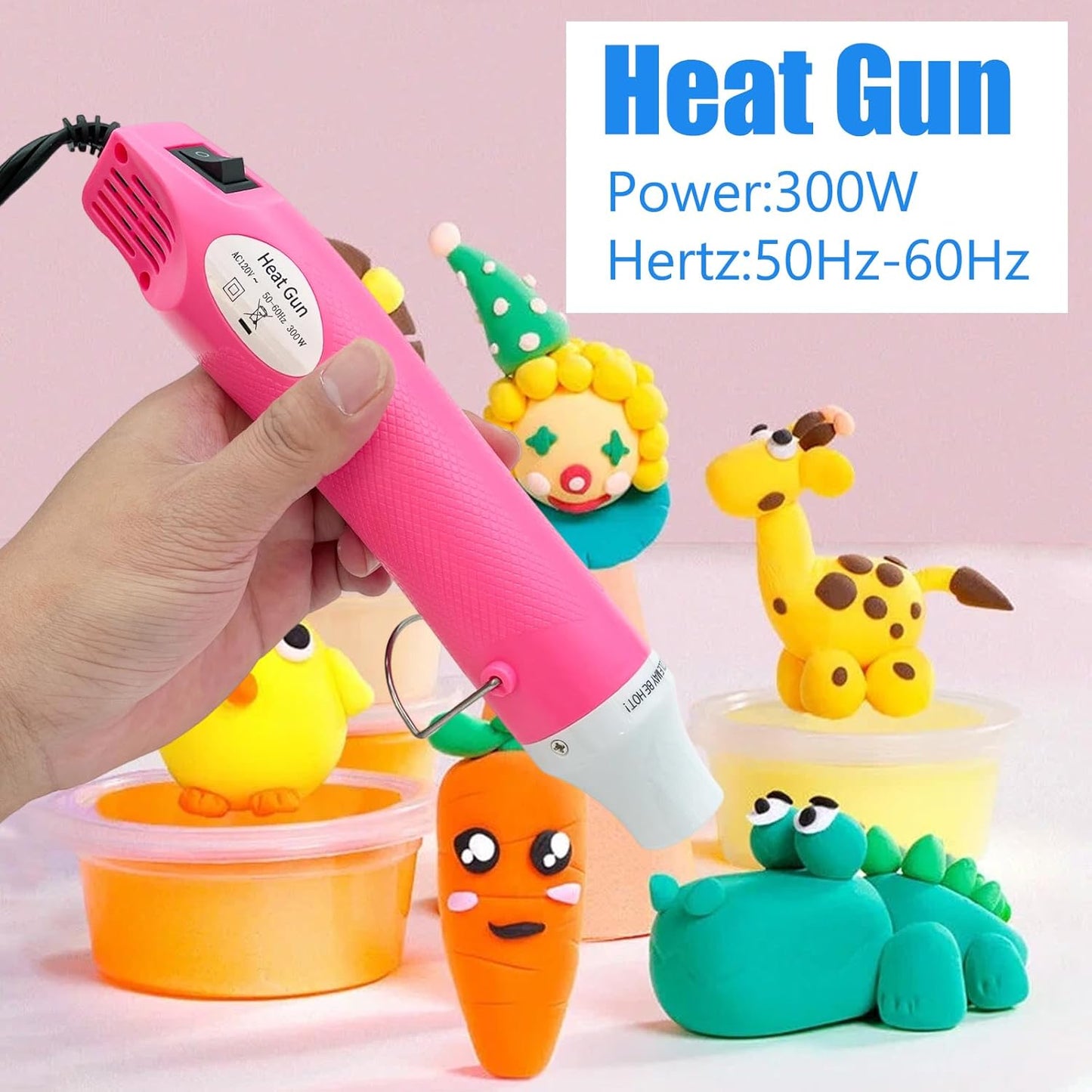 Mini Heat Gun, Portable Hot Air Gun Tool for DIY Crafts Heat Shrink Gun for Epoxy Resin, Embossing, Shrinking Wrapping Drying Paint Removing Stickers (Pink) - Crafty Corner