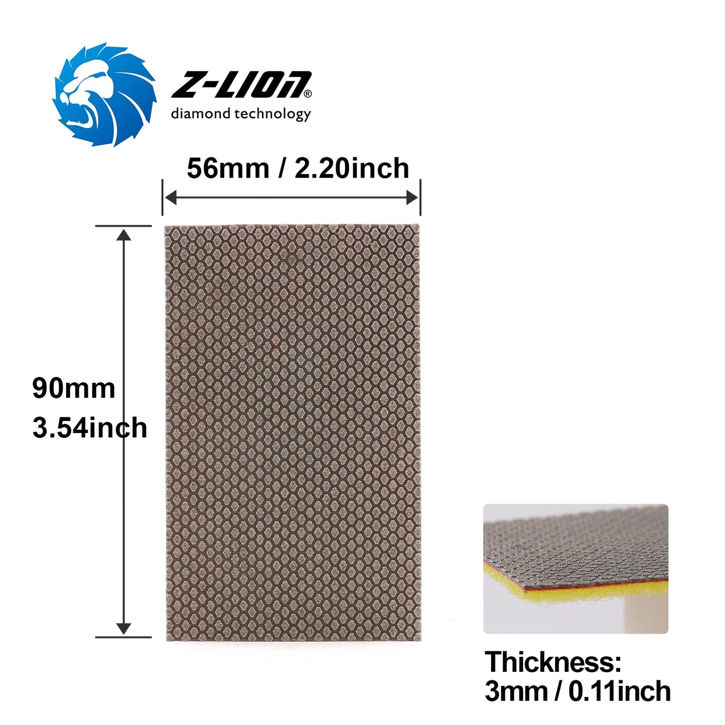 Z-Lion Diamond Abrasive Paper Sheets 120 Grit Diamond Sandpaper Nylon Back for Grinding Stone Glass Ceramic(1 Pcs)