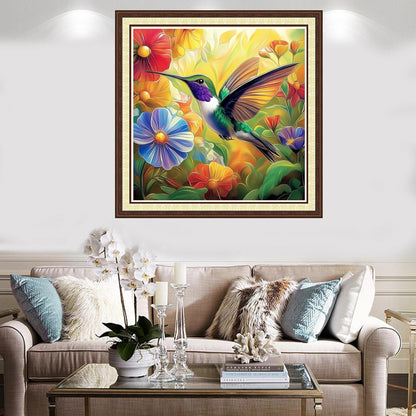 Findvoor Counted Cross Stitch Kits for Adults Full Range of Cross Stitching Embroidery Unprinted Pattern for Beginners, 11CT Needlepoint Kit Patterns Embroidery Kits-Hummingbird Flowers 18x18 inch