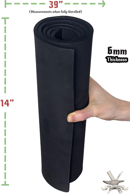 Shape Retention EVA Cosplay Foam 6mm (1mm-10mm) 14x39 inch Black or White High Density EVA Foam Sheets. Premium 85 kg/m3 Heat Shape Material for DIY Convention or Halloween Costumes by The Foamory - Crafty Corner
