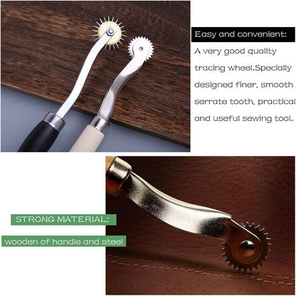 LUNARM 3 Pcs Tracing Wheel Sewing Tool, Needle Point Tracing Wheel, Random Color Tracing Wheel Sewing Tool, Stitching Wheel Tool for Leathercraft, Professional Stitch Marking Spacer