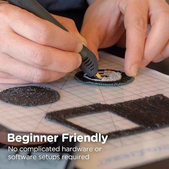 3Doodler Flow 3D Printing Pen for Teens, Adults & Creators – Black, with Free Refill Filaments, Stencil Book & Guide, 3.1 x 10.74 x 4.44 inches