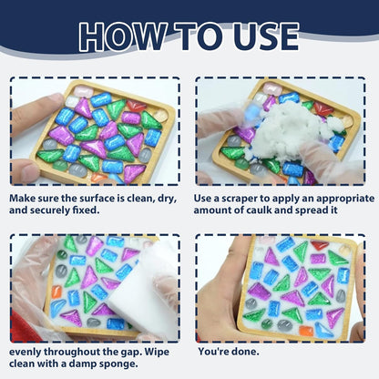 400g White Crystal Mosaic Grout, Handmade Grouting Filling Gaps Mosaic Tile Grout, Perfect Choice for DIY Craft Projects Mosaics