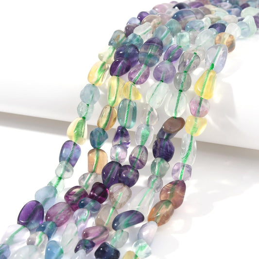 Mutilcolor Fluorite Pebble Nugget Oval Free Tumbled Stone 6-8mm Natural Gemstone Loose Beads Approx 15.5 inch for DIY Jewelry Making