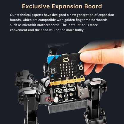 ELECFREAKS microbit Robotic Dog Xgo V2 Kit, 15 Movable Joint DIY Programmable Full Metal Bionic Robot Kit, STEM Educational Project for Open Source Hardware(Without Micro:bit)