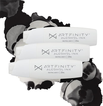 Alcohol Inks 3 Pack - Vibrant, Professional, Dye-Based Alcohol Inks for Artfinity Alcohol Markers, Artists, Drawing, & More! - Neutral Grey 9 NG9