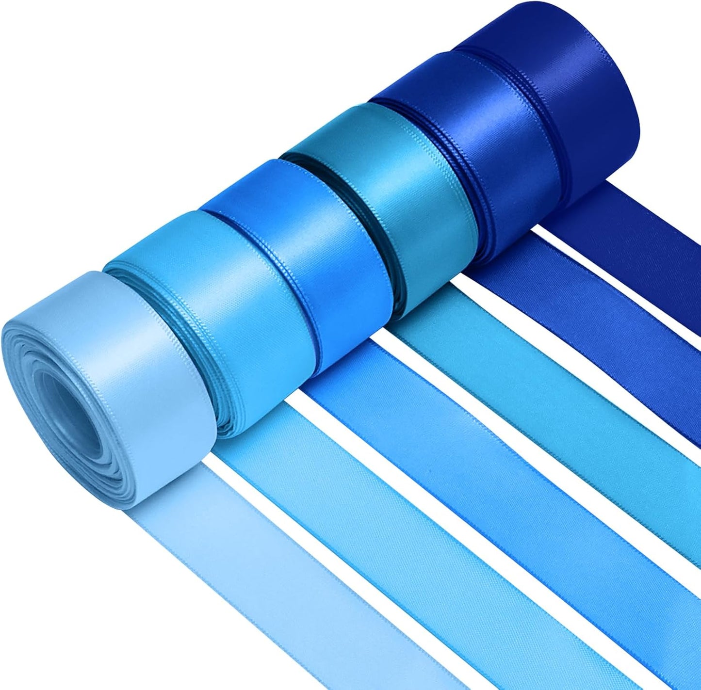 1 Inch Blue Satin Ribbons for Crafts, 6 Rolls Single-Faced Blue Assorted Ribbons for Gift Wrapping Flower Bouquet Wedding Invitations Bridal Shower Hair Bows Garland Party Decor - Crafty Corner