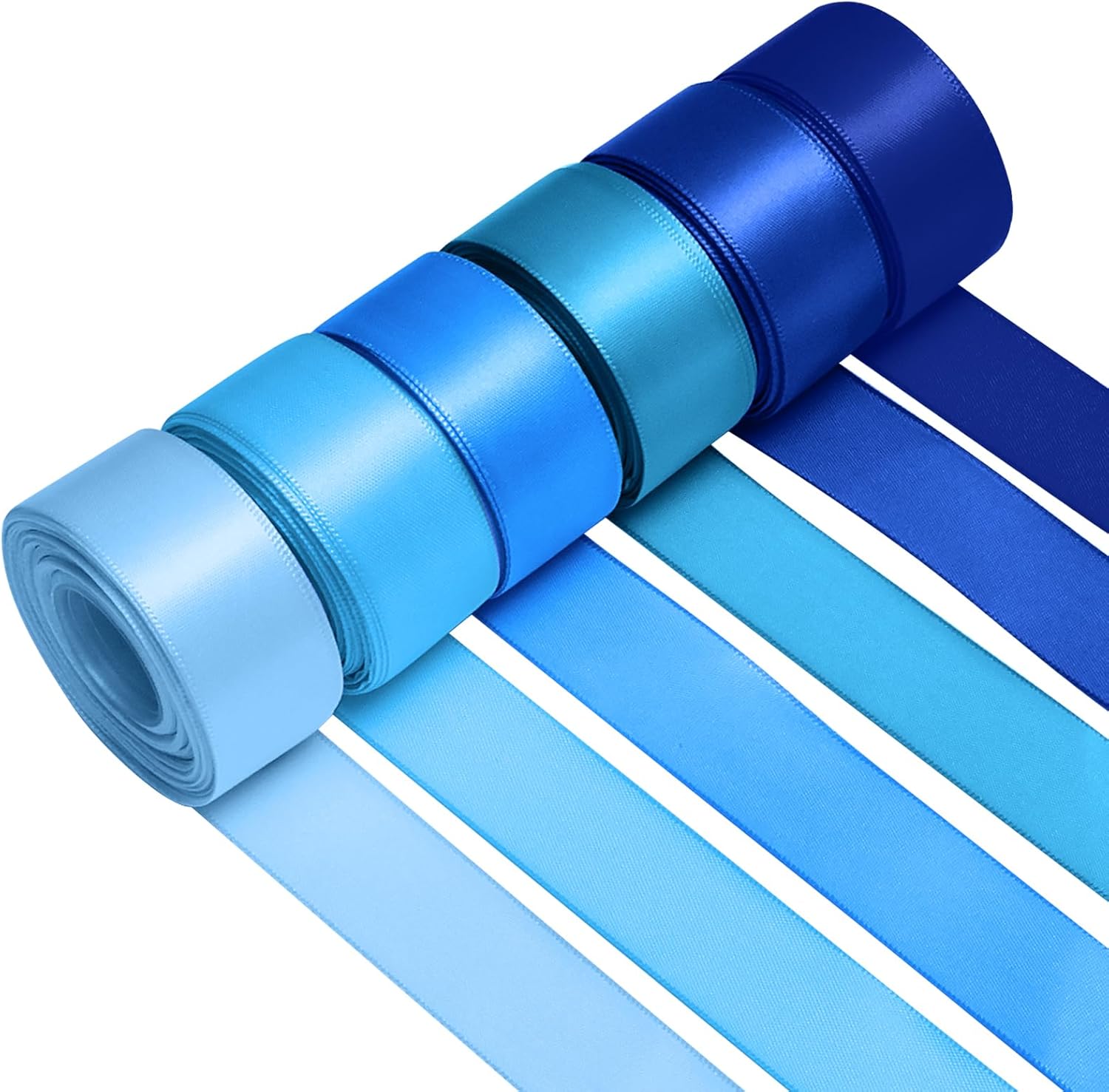 1 Inch Blue Satin Ribbons for Crafts, 6 Rolls Single-Faced Blue Assorted Ribbons for Gift Wrapping Flower Bouquet Wedding Invitations Bridal Shower Hair Bows Garland Party Decor - Crafty Corner