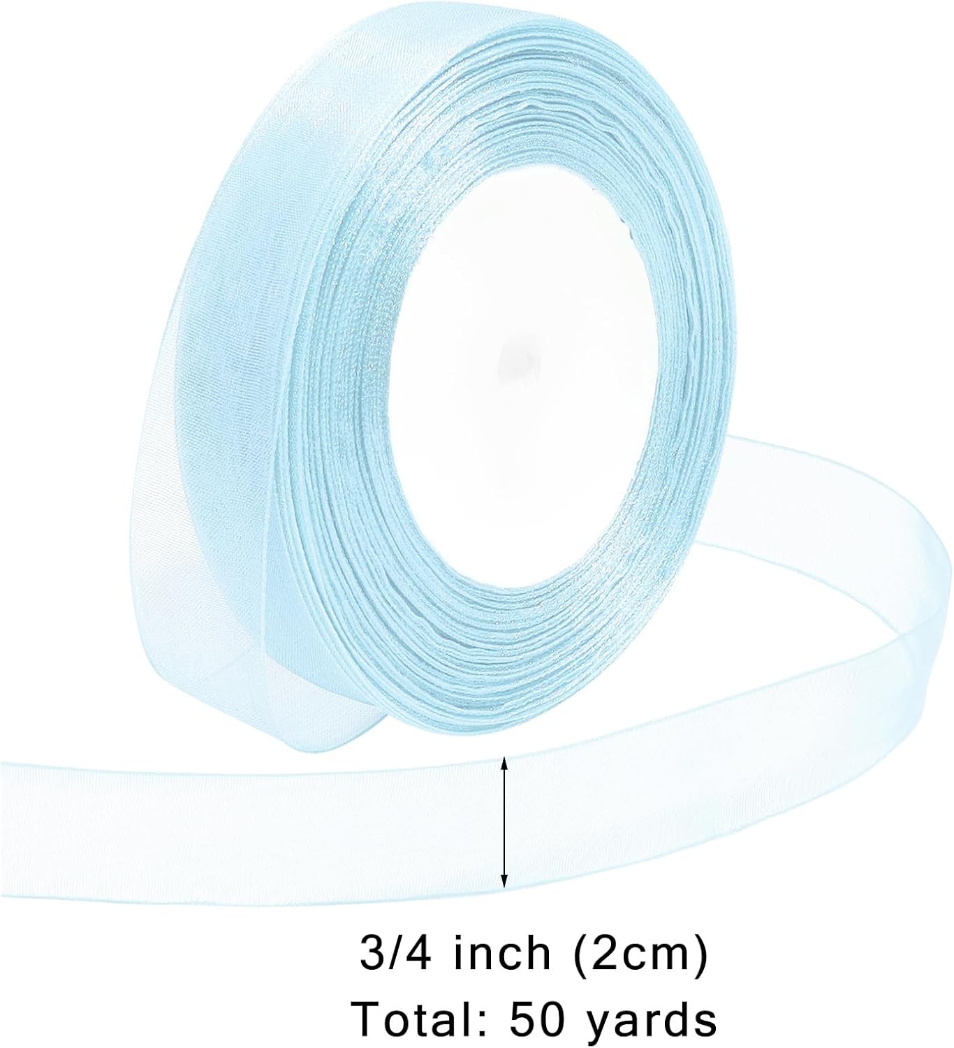 Ribbon for Gift Wrapping 3/4 inch Light Blue Sheer Organza Ribbon for Flower Bouquet Tulle Thin Chiffon Ribbons for Wedding Invitations Christmas Halloween Presents Decorations Crafts 50 Yards - Crafty Corner