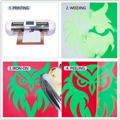 guangyintong Glow in The Dark Heat Transfer Vinyl HTV Rolls, 12" x 8ft Luminous Fruit Green Iron on Vinyl for T-Shirts Costumes, PU Elastic HTV Vinyl for All Cutter Machines Easy to Cut & Weed